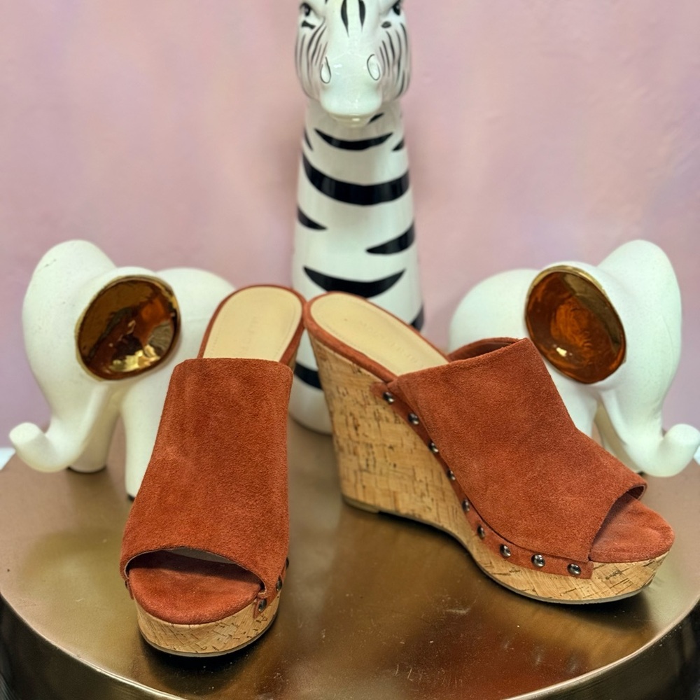 Marc Fisher Terracotta Suede Wedge Sandals